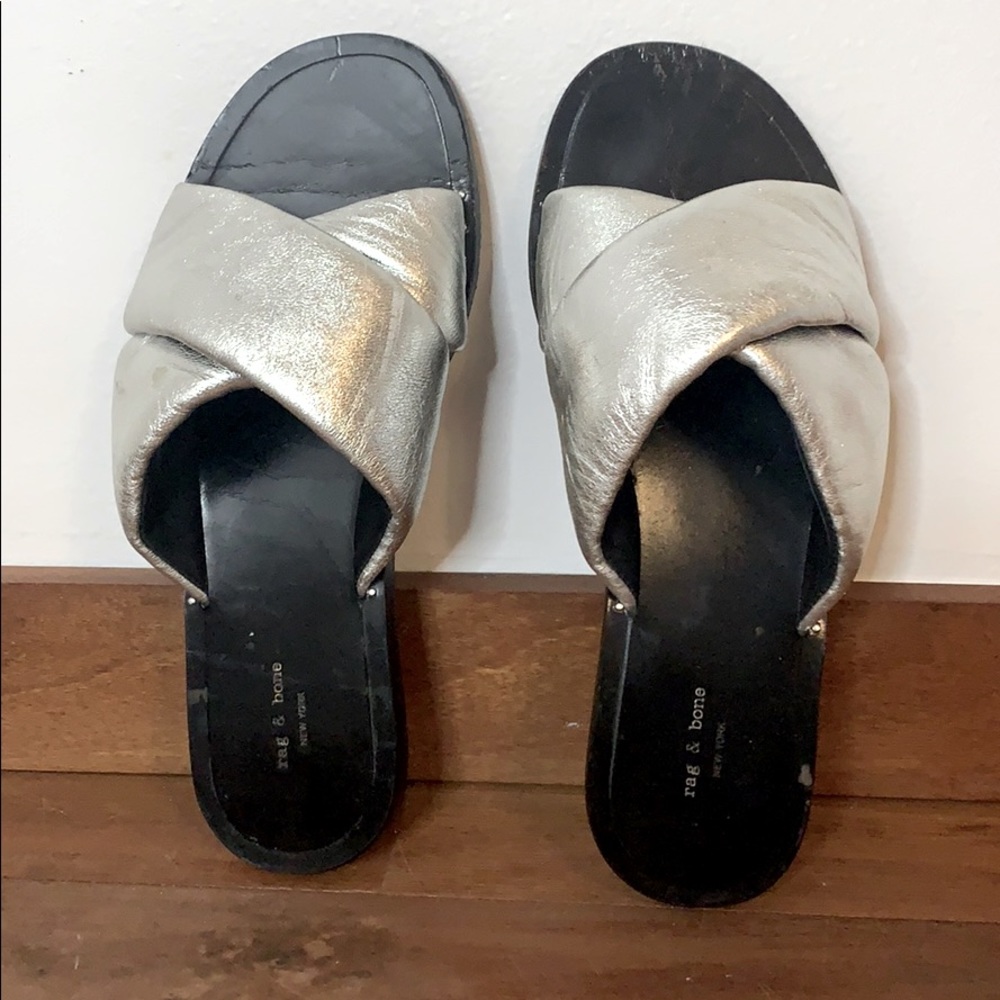 Rag and Bone Silver Cross Strap Sandals